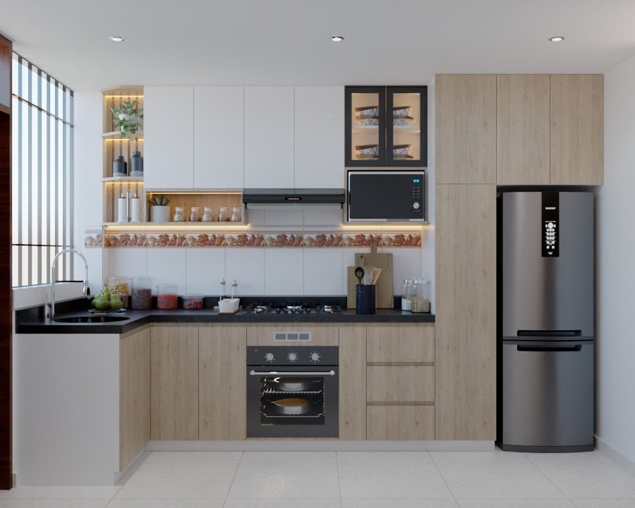 Cocina integral con torre de electrodomésticos